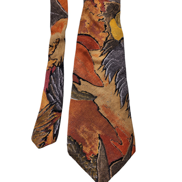 Vintage Wembley Mens Tie Floral Abstract Autumn Earthy Necktie Neckwear Retro - Picture 1 of 9